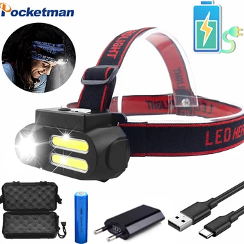 

Powerful COB LED Headlamp Portable COB Work Headlight with 4 Lighting Modes Use 18650 Battery Waterproof Head Light Work Light