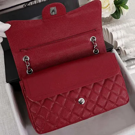 Luxury Handbag Bag For Women Genuine Leather Shoulder Bags Top Quality Fashion Design Lady's Crossbody Quilted Flap Bag Purse - Цвет: wine red silver