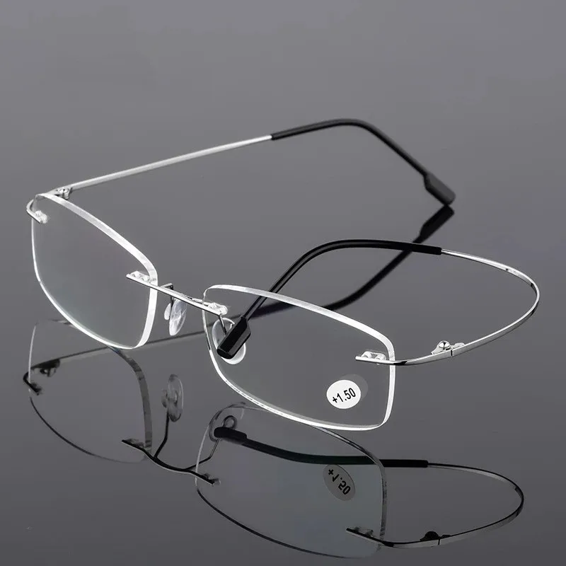 

Fashion TR90 Memory Titanium Rimless Reading Glasses Men&Women Presbyopic Eyeglasses +1.0 +1.5 +2.0 To+3.5