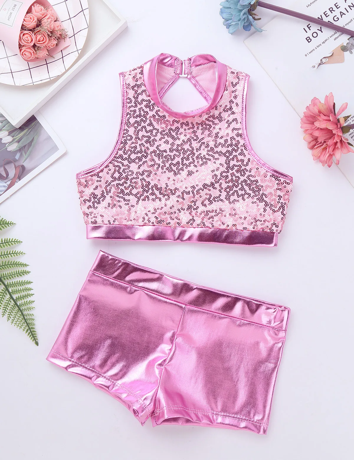 Sequins Kids Girls Jazz Dance Costumes Ballet Gymnastics Leotard Shorts Set for Birthday Gift Ballet Class Performance Clothes Sequins Kids Girls Jazz Dance Costumes Ballet Gymnastics Leotard Shorts Set for Birthday Gift Ballet Class Performance Clothes