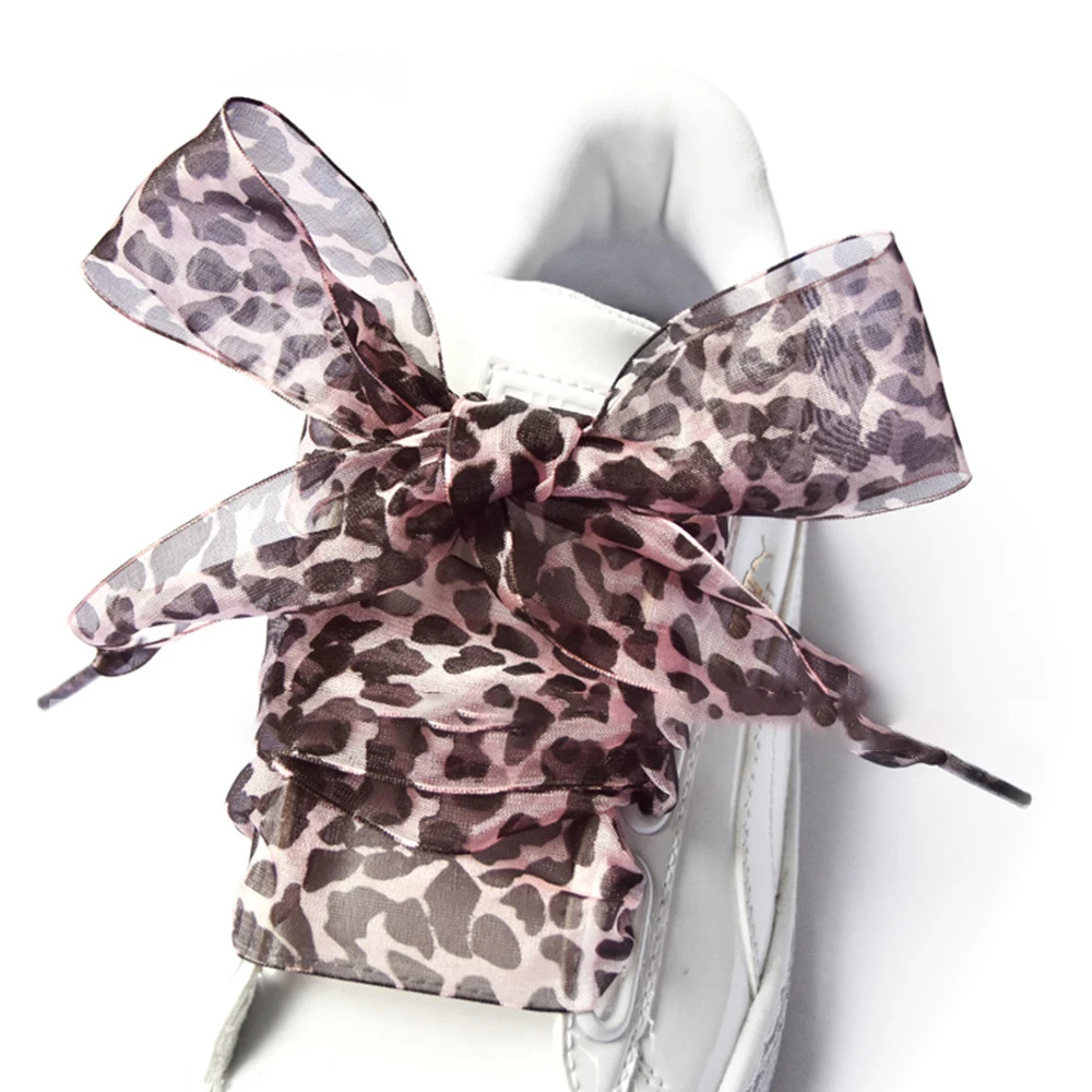Leopard Print Lace Shoelace Accessories - Elegant Shoe Decorations, One Pair