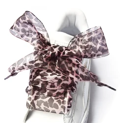 Leopard Print Lace Shoelace Accessories - Elegant Shoe Decorations, One Pair (Pink)
