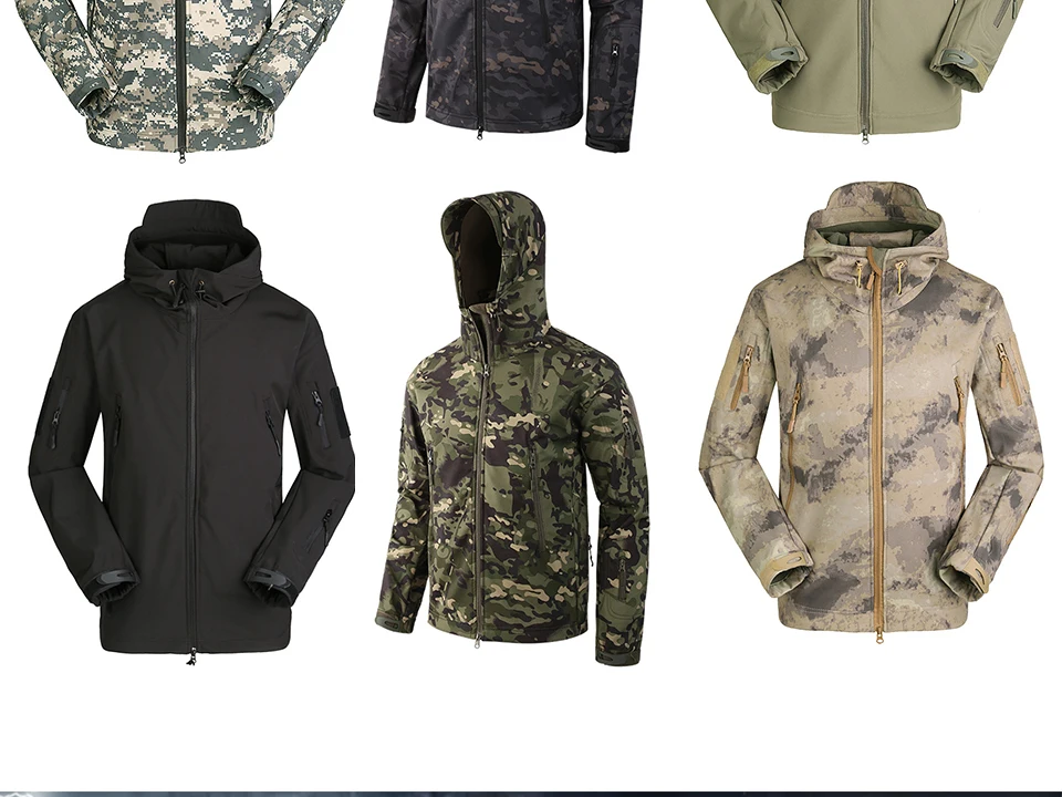 Camouflage Coat Shark Skin Softshell Military Tactical Jacket Men Waterproof Coat Camouflage Jacket Hooded Army Camo Clothing