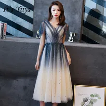 It's Yiya платье для выпускного вечера сексуальные платья с v-образным вырезом больших размеров женские вечерние платья с коротким рукавом трапециевидной формы длиной до колена Vestidos de gala E778