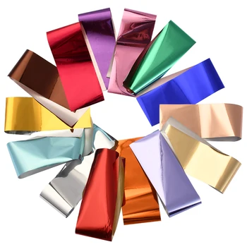 

14pcs Charm Nail Foils Polish Stickers Metal Color Starry Paper Transfer Foil Wraps Adhesive Decals Nail Art Decorations