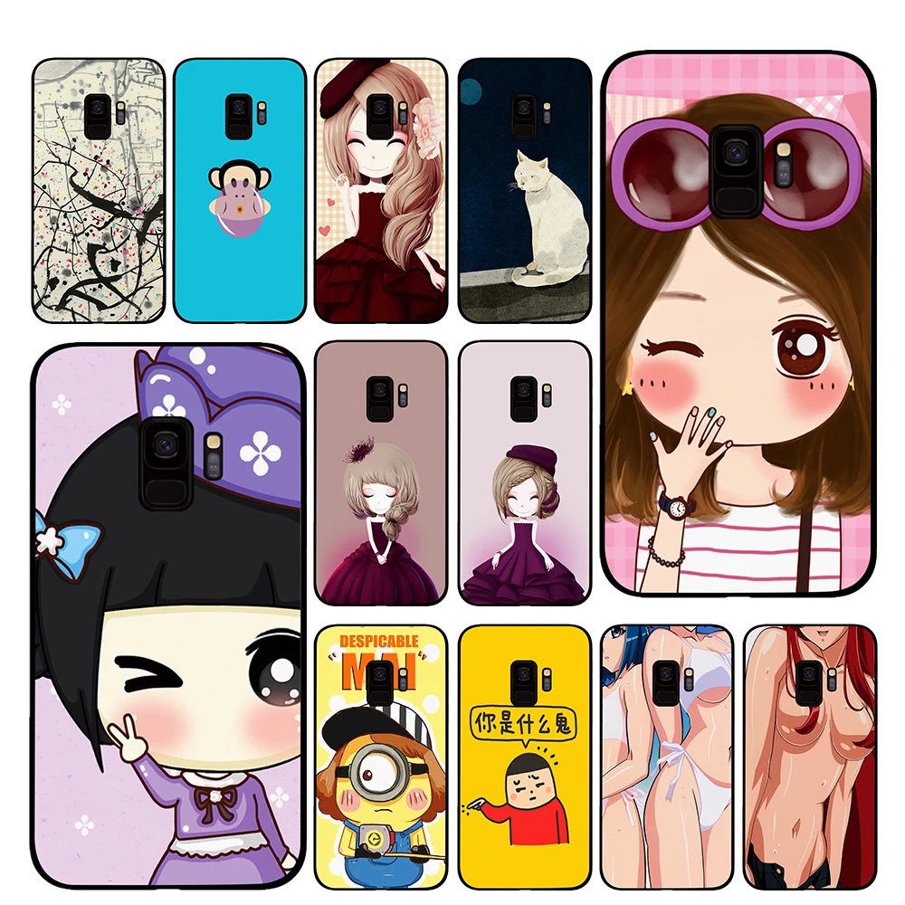 Cute cartoon little girl cases For Samsung Galaxy S10 S8 S9 Plus S7 S6 edge Note 8 9 Luxury cover | Мобильные телефоны и