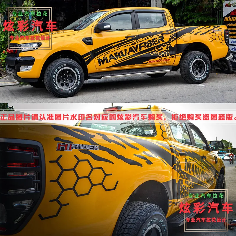 

Car Sticker For Ford Ranger Body Decoration decals Ranger Exterior Modified Pull Flower Door Film