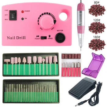 

35000 RPM Electric Nail Drill Machine Kit Manicure Pedicure Tip Polishing File Strong Nail Drill Equipment Gel Remover Nail Set