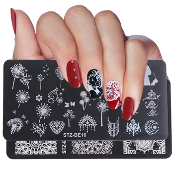 

2pcs/Set New Nail Stamping Plates Stencils Manicure Templates Flowers Lace Geometric Designs Nail Art Polish Tools TRSTZBE01-16