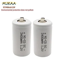12pcs 1.2V rechargeable battery 3400mah 4/5 SC Sub C ni-cd cell with welding tabs for electric drill screwdriver