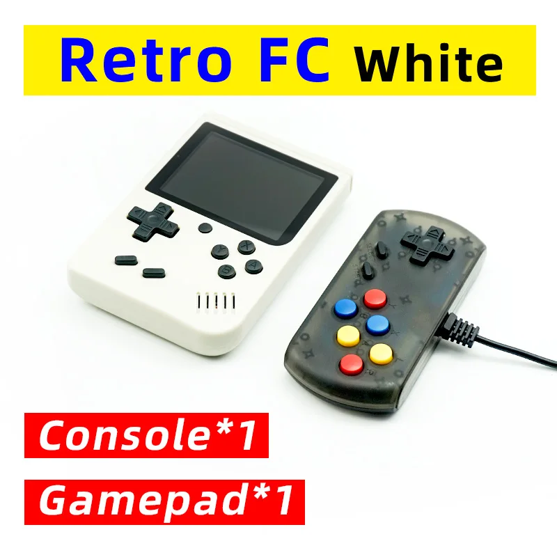 Ретро-игра для FC Plus, портативные видеоигры, мини-ностальгическая портативная игровая консоль для детей, лучший подарок с 168 играми - Цвет: white
