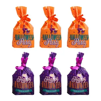 

50Pcs Halloween Plastic Party Favor Treat Bags Good for Bakery Cookies Candies