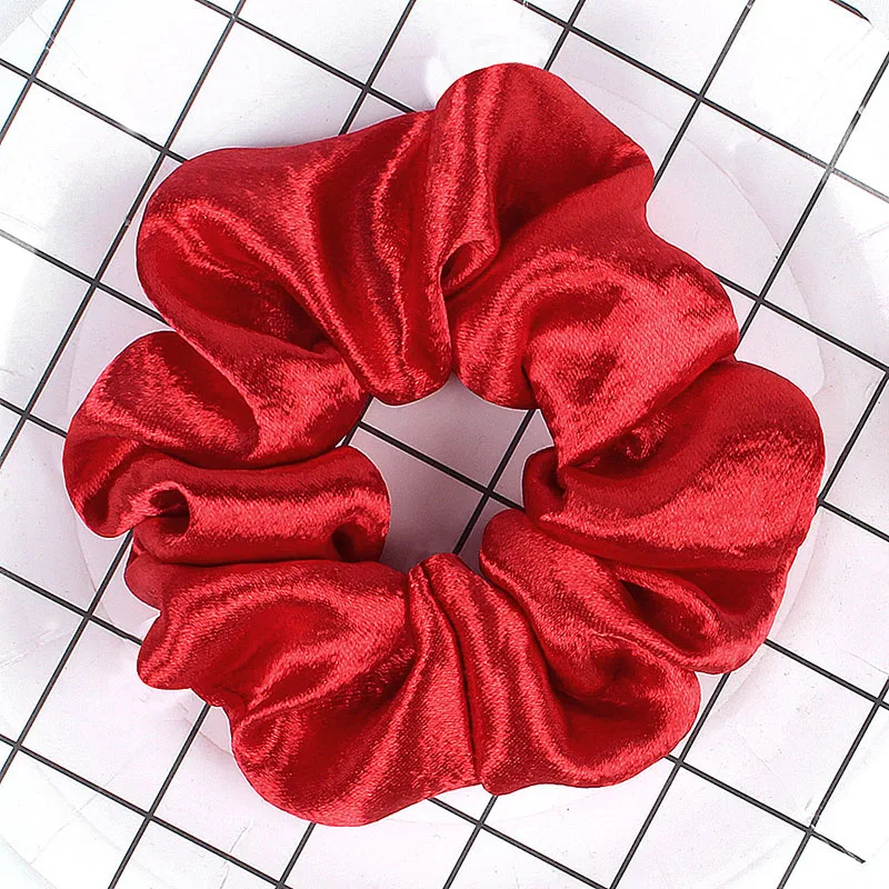 41 New Bright Color Hair Scrunchies Women Vintage Silky Scrunchie Elastic Hair Bands Girls Headwear Donut Grip Loop Ponytail Holder - Цвет: 41