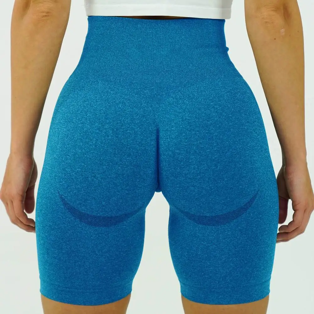 Бесшовные спортивные короткие байкерские женские шорты с высокой талией для