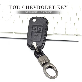 

Genuine Leather Car Accessories Key Case Fob Cover for Chevrolet Cruze Onix Lacetti Tahoe Spark Trax Equinox Key Chain Styling