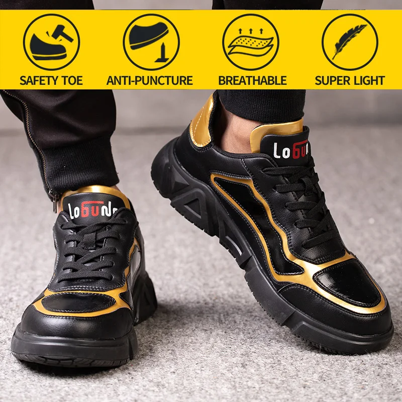 

Work Safety Shoes Men Lightweight Breathable Soft Steel Toe Work Shoes Anti-smashing Puncture Proof Construction Comfortable
