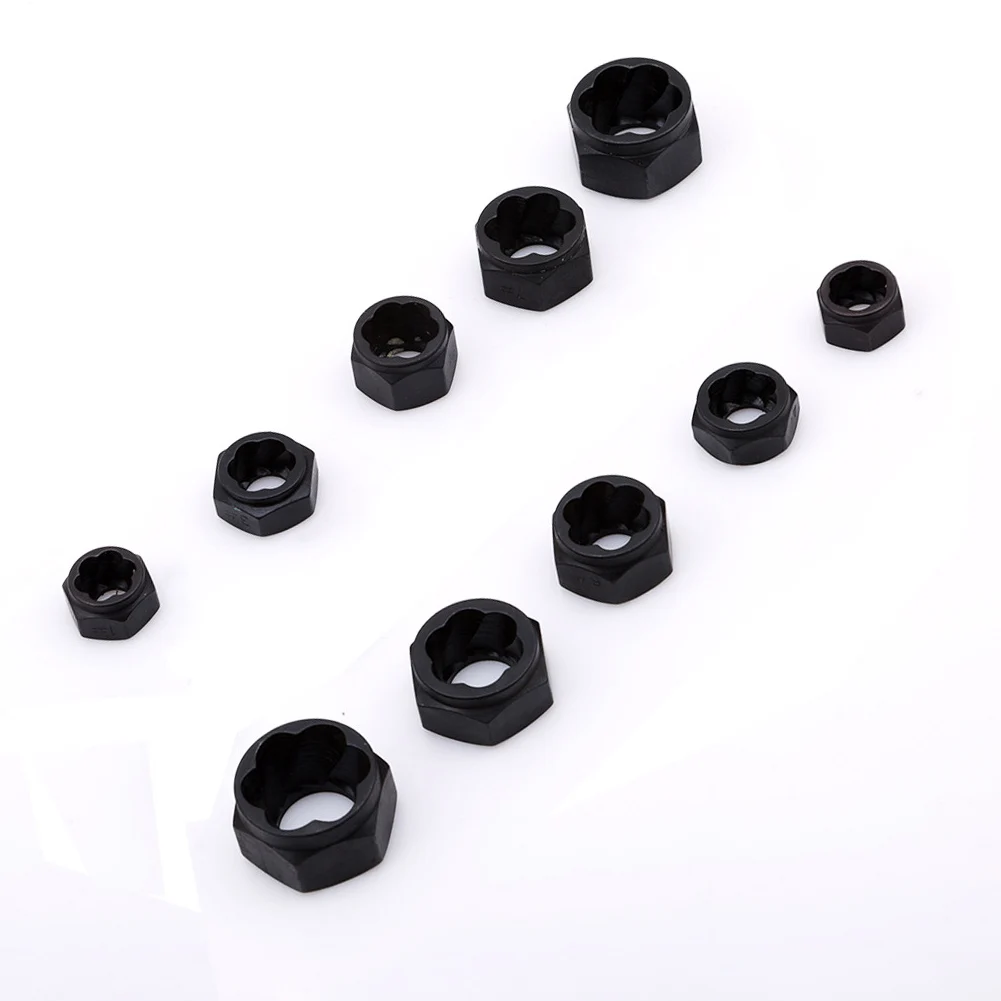 10pcs/set Alloy Screw Extractor Studs Nut Remover Damaged Bolt Socket Round Threading With Box Hand Tools Kit Hex Removal Set