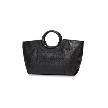

New Crocodile / Snake Pattern Cow Leather Handbag For Women Black Color Zipper Messenger Shoulder Bag Purse Fashion Women Bag