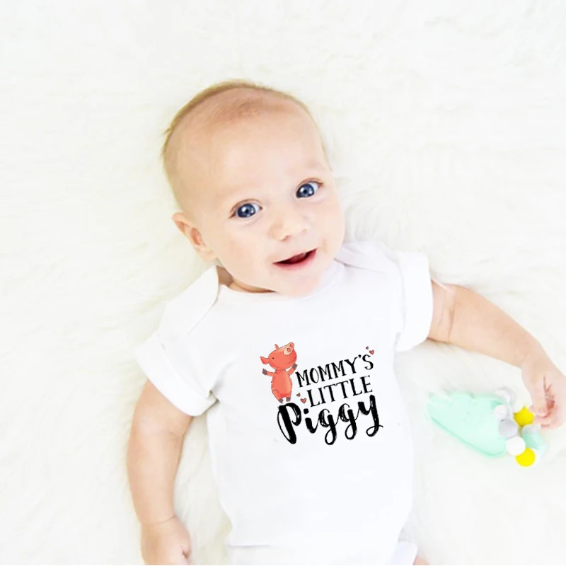 Mommy's Little Piggy/одежда с короткими рукавами для новорожденных и маленьких мальчиков и девочек милый забавный детский костюм-комбинезон