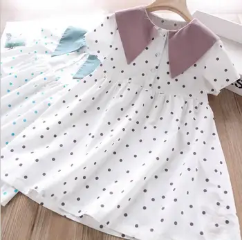 

2020 New Style Girls Dots Dress Cotton Fashion Summer Girls Dresses 2-7t QA112