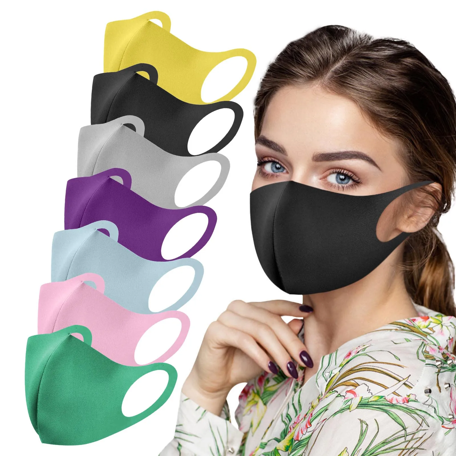 7pc Adult's Reusable Washable Air Purifying Pm2.5 Face Mask Carbon Filter Lay