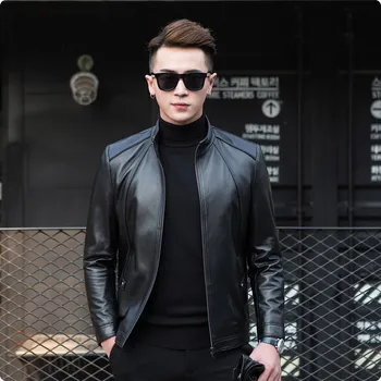 

2020 New Arrival Autumn Mens Casual Sheepskin Genuine Leather Jackets Fashion Coat For Male Motorcycle Blouson Cuir Homme