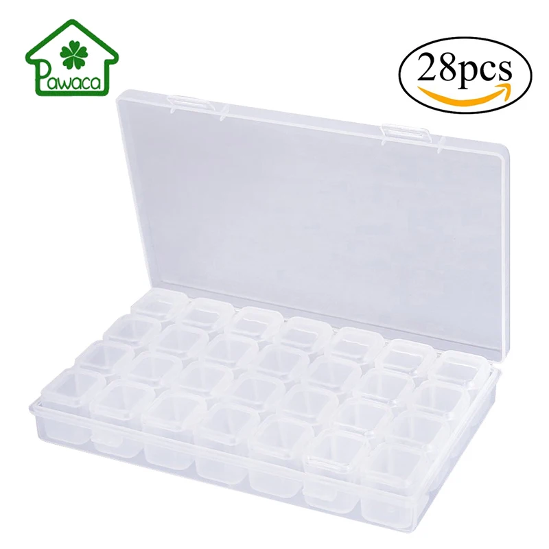 

28Pcs Mini Clear Plastic Empty Box Portable Travel Storage Cosmetic Diamond Embroidery Accessory Storage Box For DIY Art Craft