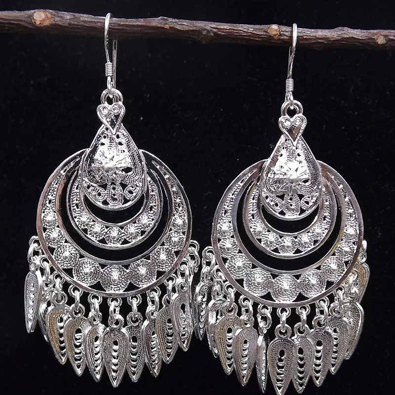 Национальный Ветер Павлин модели Мяо серебряные женские серьги гипоаллергенные серебряные иглы женские ювелирные изделия pusheen bijuteria