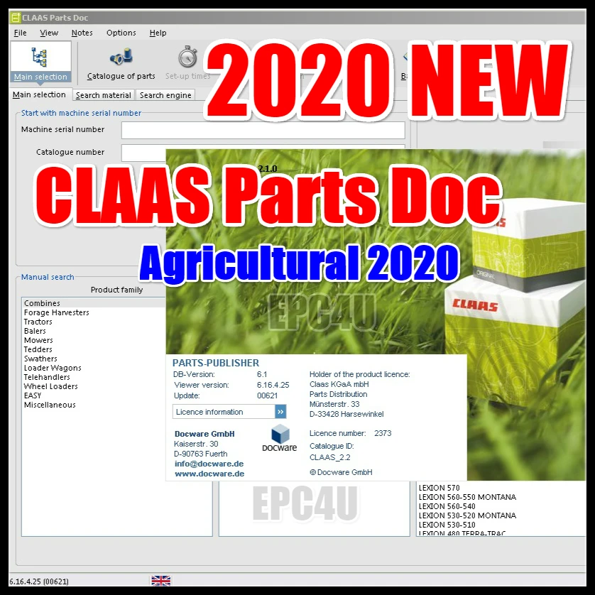 Запчасти Claas Doc 2 сельскохозяйственная обновленная 621 [03 2020] EPC неограниченная