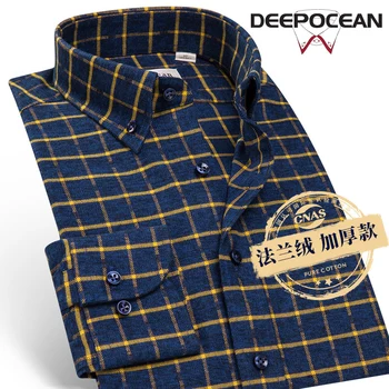 

Keep Warm Grinding Wool Grid Shirt Male Long Sleeve Slim Fit Business Leisure Youth Flannel Men Shirt Season