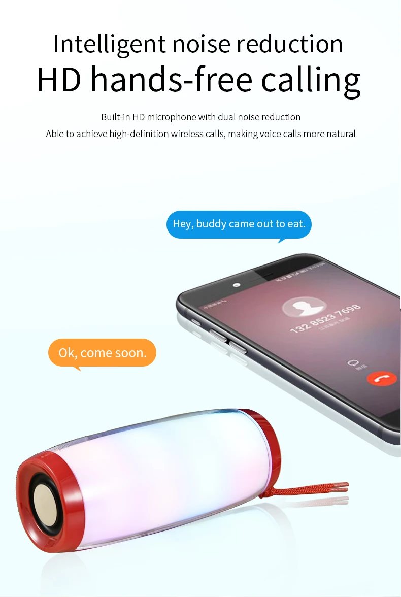 TG157 LED Flashing Light Bluetooth Speaker Portable With Rope Outdoor Loundspeaker 1200 mAh Fabric Waterproof Subwoofer FM Radio