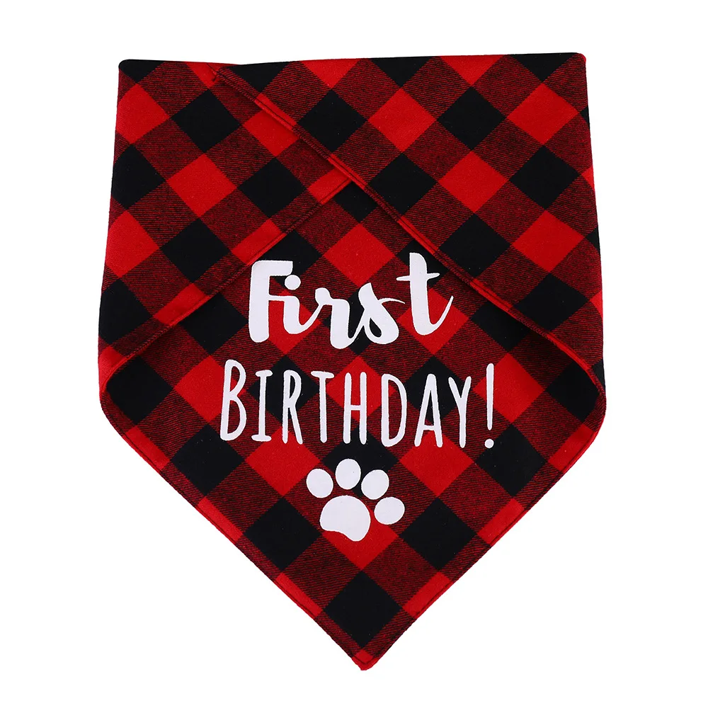 Бандана в клетку для первого дня рождения собак двусторонние шарфы кошек