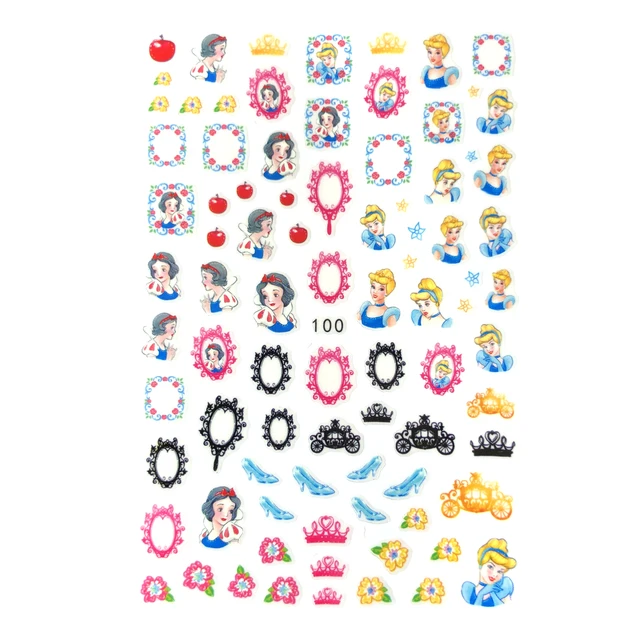 1PCS Disney Cartoon Anime Collection Star Design Nail Sticker Mickey Mouse Donald Duck Lion King Mermaid Stitch Nail Slider EB100