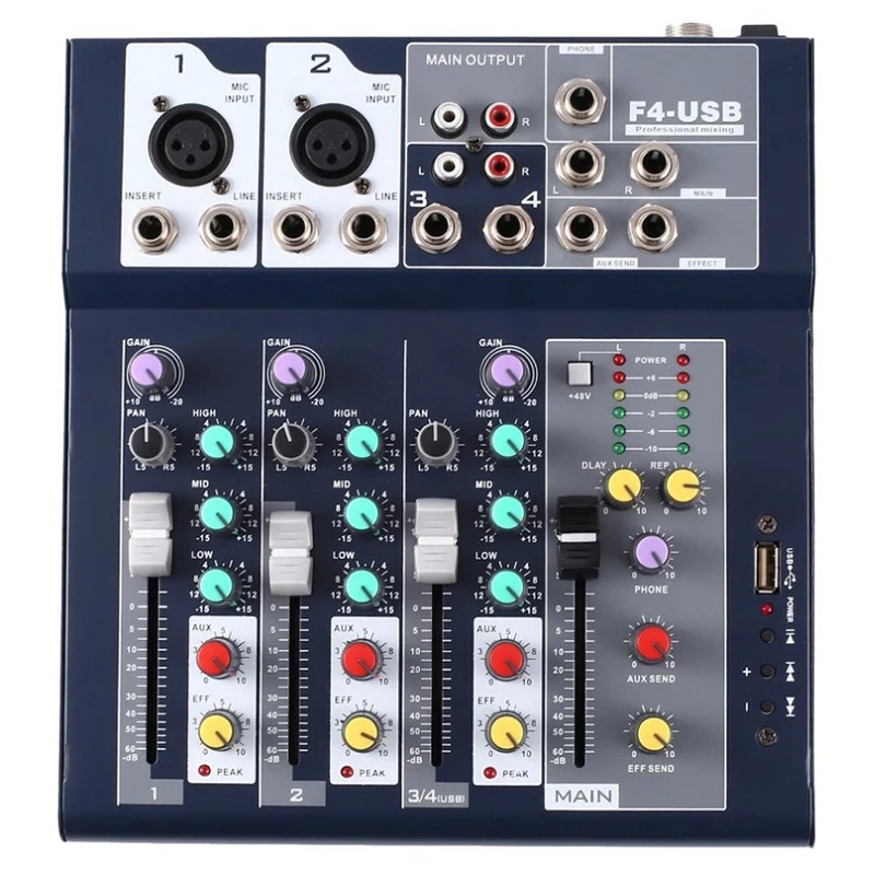 4 Channel Professional Live Mixing Studio Audio Sound Console Network Anchor Portable Mixing Device Vocal Effect Processor Us Pl