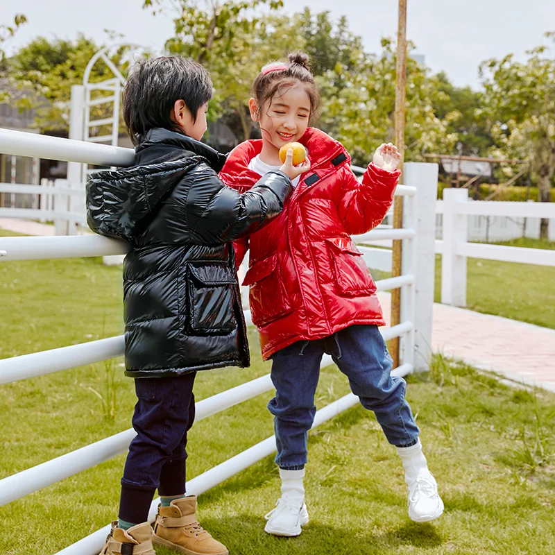 Winter White Duck Down Jacket For Boy Hooded Thicken Long Sleeve Jackets Outerwear Snow Coats Children Down Parkas Warm Clothing