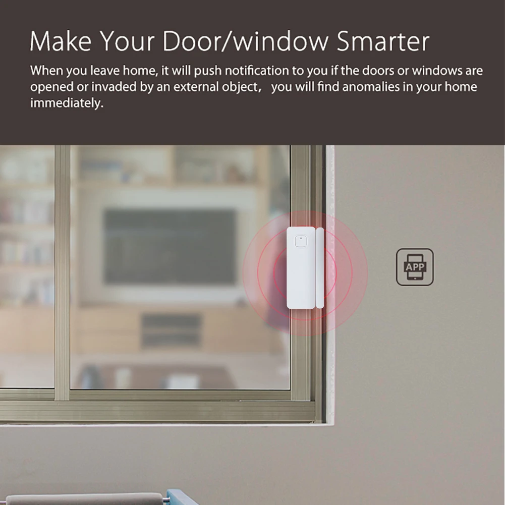 WiFi умный датчик двери/окна приложение уведомления оповещения домашняя сигнализация детектор безопасности, совместимый с Alexa Google Home
