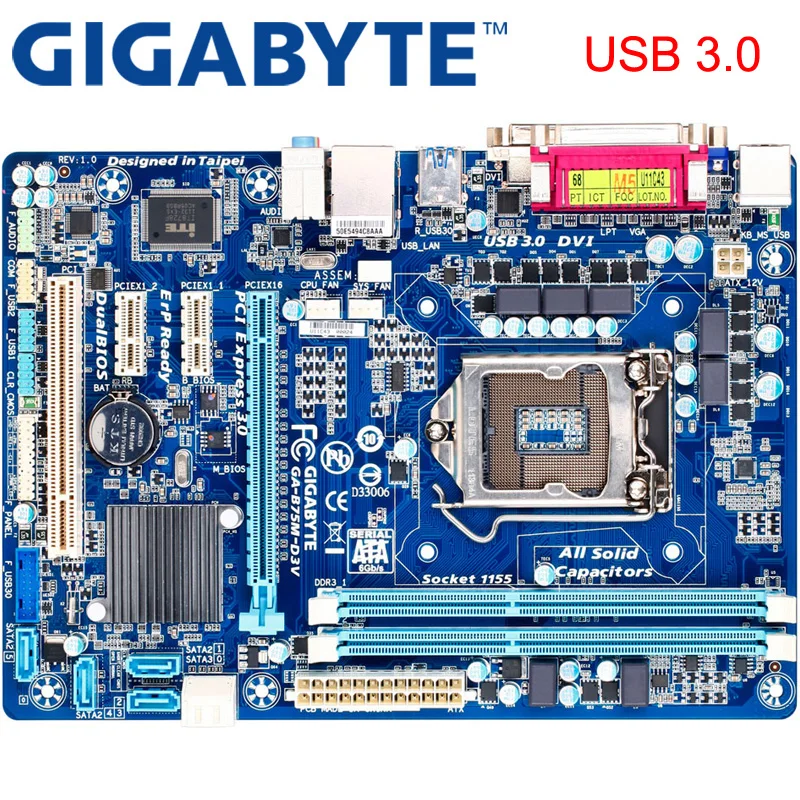 Десктопная Материнская плата GIGABYTE B75 Socket LGA 1155 i3 i5 i7 DDR3 32G Micro ATX оригинальная б/у