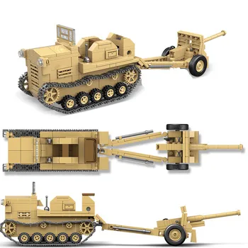 

Japan 98 tractor Towed Artillery Model Building Blocks WW2 Military Field Gun Soldier Weapon Educational Bricks Toy For Children