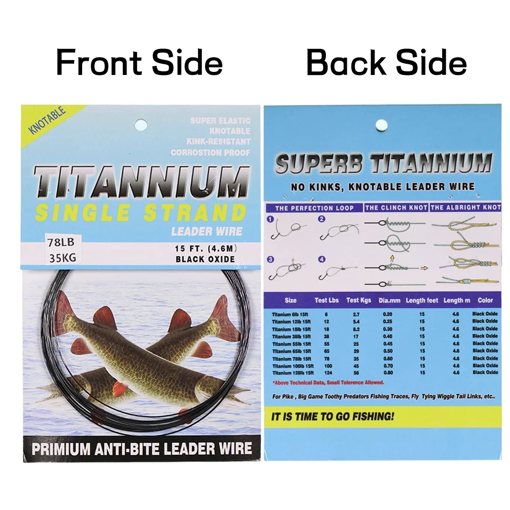 Bas de ligne nickel titane 15ft/4.6m anti-vrillage pour pêche en mer brochet thon wahoo 6LB-124LB