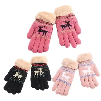 

Children Split Finger Gloves Winter Warm Thickening Baby Kids Knit Glove Cartoon Deer Pattern