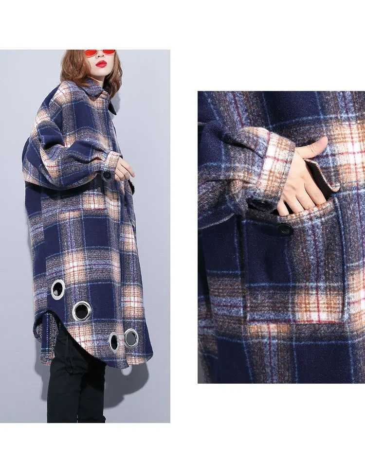 XITAO Tide/клетчатое пальто в стиле пэчворк; женская одежда; коллекция года; Модный карман; большой размер; отложной воротник; Открытая смесь; ZLL4398