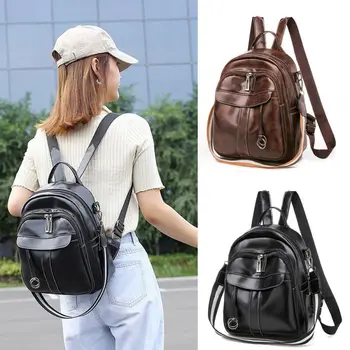 

Hot Sale Backpack 2020 Women Soft Leather Shoulder Bags Backpack Simple Designer Zipper Pure School Bags Teenage Girls Backpack