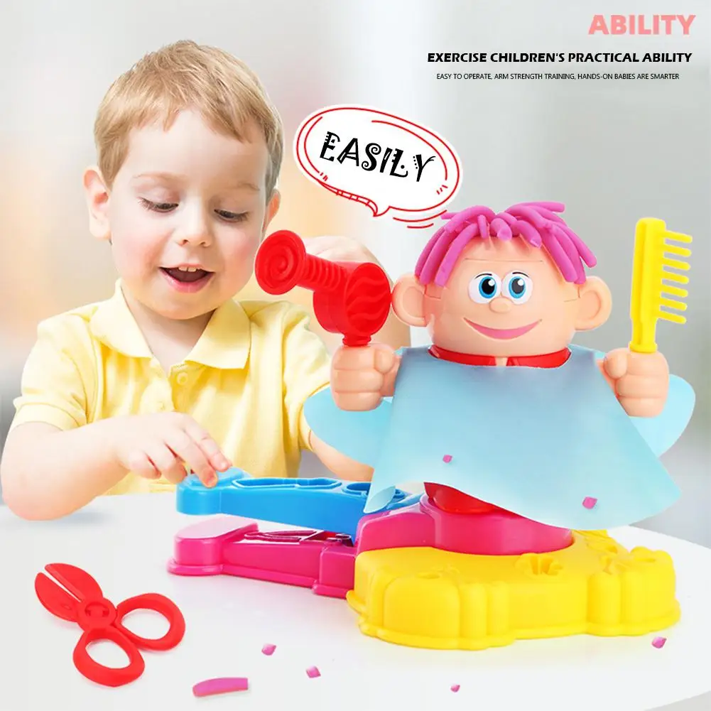 

Kids Role Play Educational Toys Environmental Protection ABS Plastic DIY Hairdresser Barber with Safe Nontoxic Clay