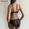 Classic Bandage Black Bra Set Push Up Brassiere Thick Cotton Underwear Set Sexy Bras Lace Embroidery Gather Women Lingerie Sets ► Photo 2/6