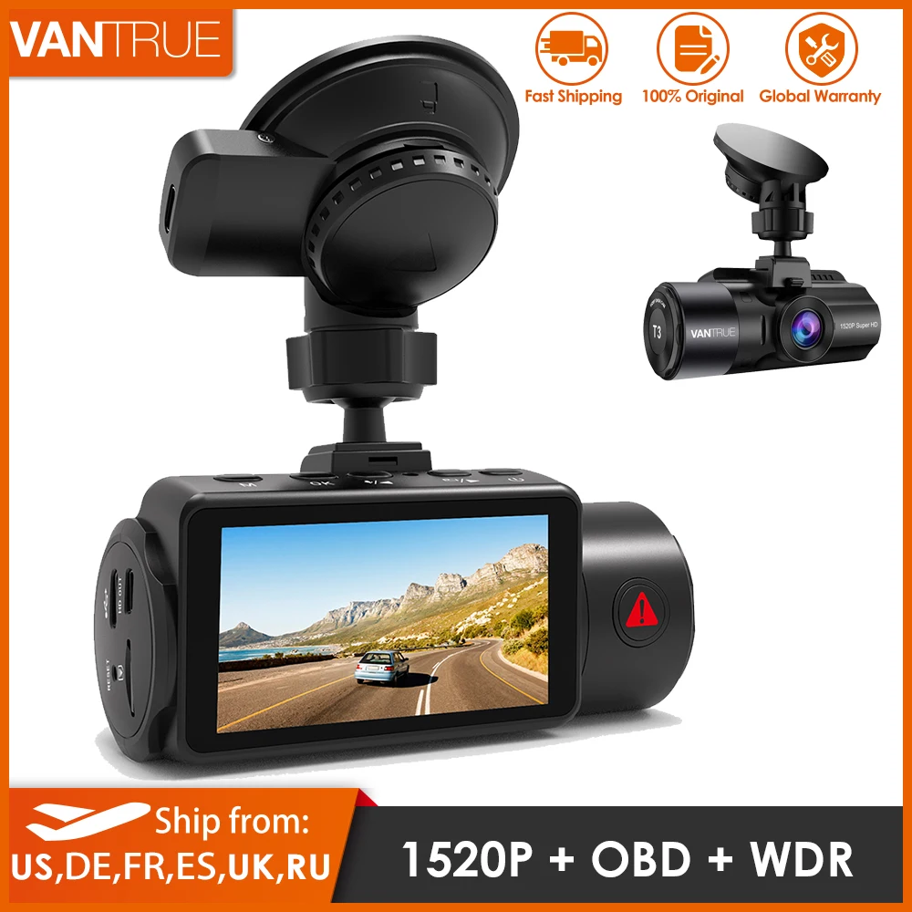 Vantrue T3 Dash Cam 4K HD Видеорегистраторы для автомобилей dashcam Ночное видение автомобиля