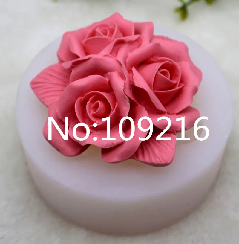 New Product!! 1pcs Lilys Three Roses (ZX353) Food Grade Silicone Handmade Soap Mold Crafts DIY Mould | Дом и сад