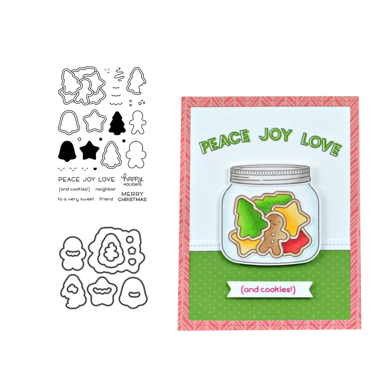 

JCarter Metal Cutting Dies and Rubber Stamps Wishing Bottle Scrapbook Craft Peace Joy Love Stencil Card Make Decoration Die Cut