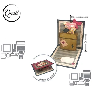 

QWELL Fold Envelope Mailing Memo Square Frame Metal Cutting Dies DIY Scrapbooking Crafts Paper Cards Decor Album 2020 New