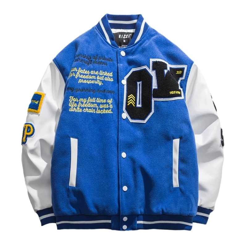 Embroidery Letter Baseball Jackets Men Women Harajuku College Style Hip