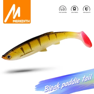 MEREDITH 4pcs Bleak Paddle Tail 120mm 14.5g Fishing Soft Lures T Tail Fishing Lures Artificial Bait Plastic Pike leurre souple